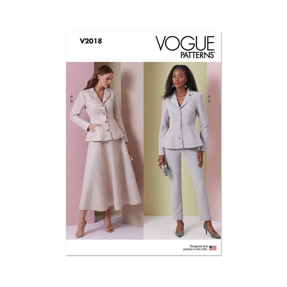 Vogue V2018 Sewing Pattern‎ Misses Jacket Skirt Pants Size 12-20 Uncut